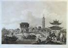 China Vorstadtszene Grossformatiger Kupferstich 1796 Sehr Dekoratives Original!