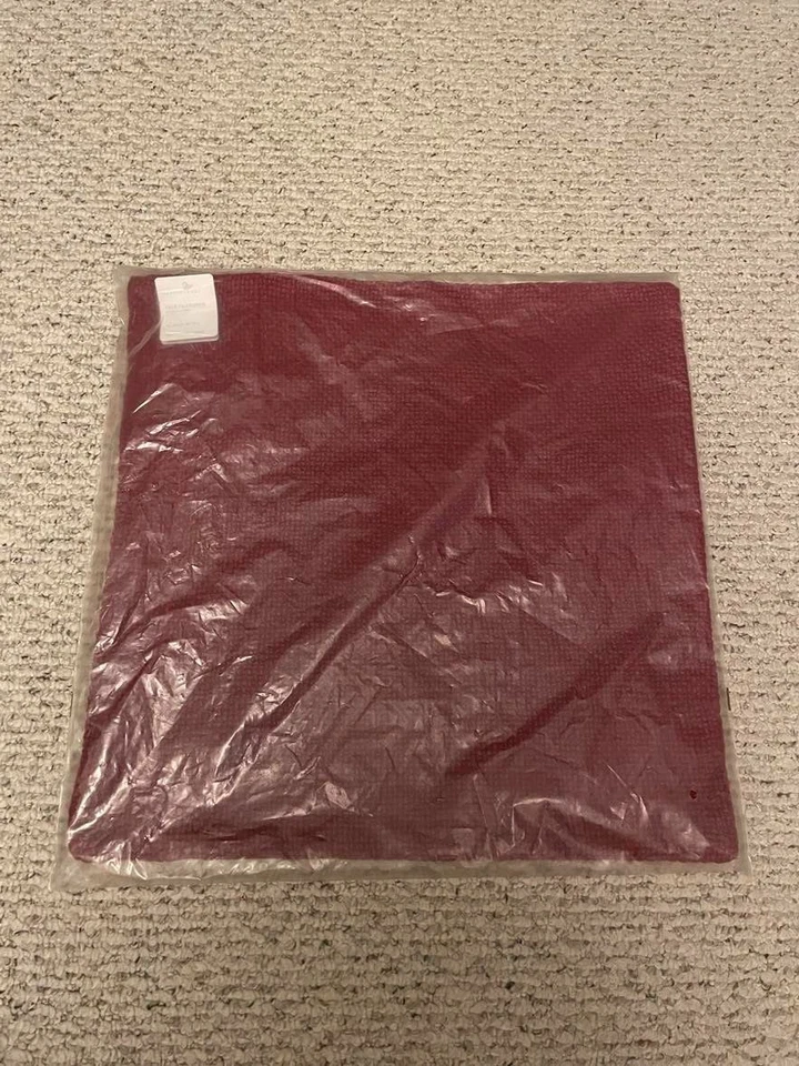 New Pottery Barn Faye Textured Linen 20" Square Throw Pillow Cover Cardinal Red - Image 1 of 1