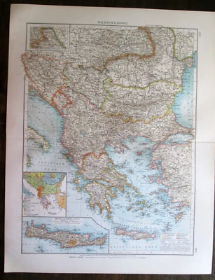 BALCÃS. PENÍNSULA BALCÂNICA. Mapa antigo TAMANHO GRANDE. 1898 - Imagem 1 de 4