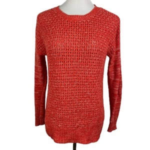Stylus offener Strickpullover Damen klein orange weiß Pullover Langarm - Bild 1 von 9