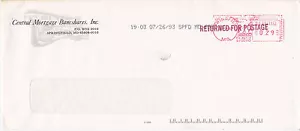POSTGESCHICHTE WERBUNG ZÄHLERBRIEF 1993 CENTRAL MORT BANCSHARES SPRINGFIEL - Bild 1 von 1