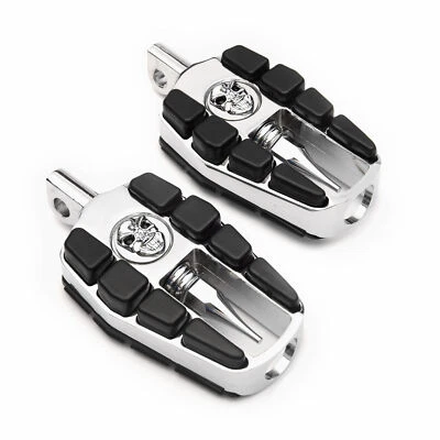 Clavijas de pie de calavera cromadas ajustables Krator para motocicletas Harley Davidson Foto 1 de 4