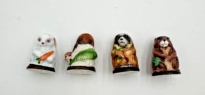 4 VTG Franklin Thimbles Friends Of The Forest 1982 Rabbit Otter Porcupine Beaver - Picture 1 of 10