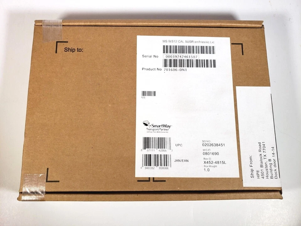 HPE Microsoft Windows 2012 Server 5 User CAL English 701606-DN1 Brand NEW - Image 1 of 3