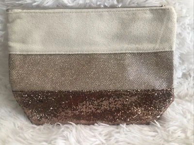 *NUEVO* Bolso de Cosméticos Clarins Paris Grande Marfil y Brillo  Foto 1 de 4