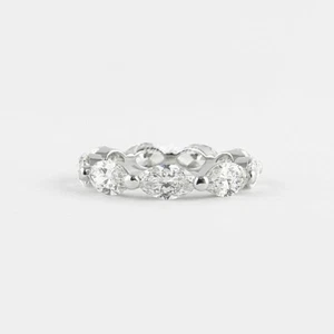 2.1 CT Marquise Bubble Prong Setting Moissanite Wedding Band 925 Sterling Silver - Picture 1 of 10