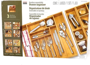 Seville Classics Bamboo 3-Piece Expandable Drawer Organizer Set - Picture 1 of 3