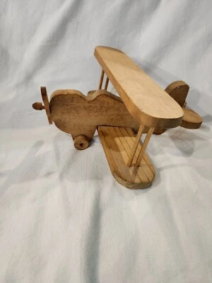 HAND MADE OUT OF WOOD AIRPLANE, BIPLANE, - Image 1 of 4