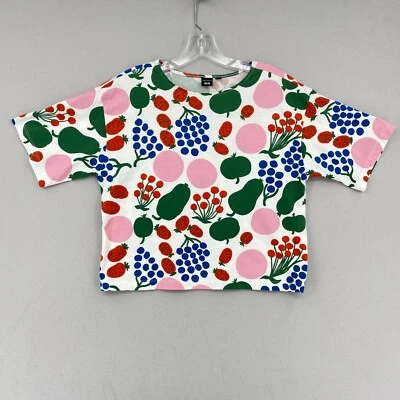 Camiseta cuadrada Marimekko x Uniqlo para mujer 2XS XXS arte frutal estampado floral manga corta Foto 1 de 4