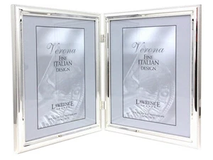 Lawrence 8x10 Beaded Silver Plated Double Picture Frame (Same Shipping Any Qty) - Picture 1 of 2