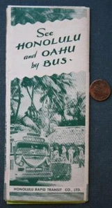 1950-60s Era Greater Honolulu & Oahu Hawaiian Islands Rapid Transit Bus Map----- - Picture 1 of 1