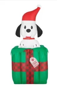 NUEVO 5' LED Animado Papá Noel Cachorro en Una Caja de Regalo Navidad Inflable por Gemmy - Imagen 1 de 4