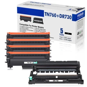 TN760 Toner and DR730 Drum Compatible for Brother MFC-L2710DW HL-L2370DW Lot - Picture 1 of 13