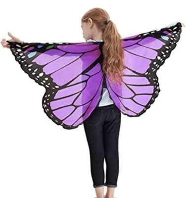 Cape and Mask Elastic Dress Kids Butterfly Wings Cosplay Costume Purple  - Image 1 of 4