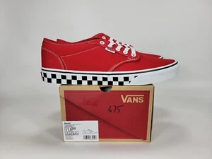Vans Atwood Checker Sidewall Men 11.5 Red White Black Shoes Sneakers VN0A5HTRRED - Picture 1 of 12