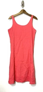 Vestido Eileen Fisher Midi Talla Pequeña 100% Lino Coral Rosa Volantes Resort Lagenlook - Imagen 1 de 6