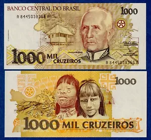 Billete Brasil 1000 CRUZEIROS 1991 P231b UNC - Imagen 1 de 3