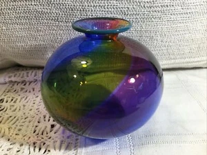 Vintage Transjo Vase Rainbow Art Glass Warff Ritzman Carlsson Mid-Century Rare! - Picture 1 of 24