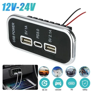 3 Ports USB PD Type-C Phone Charger QC 3.0 Fast Charging Adapter Car Accessories - Picture 1 of 18