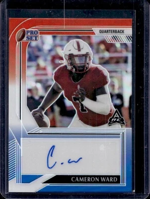 2022 Pro Set Metal Cameron Ward RC Prismatic Red White Blue Rookie Auto #/10 - Image 1 of 2