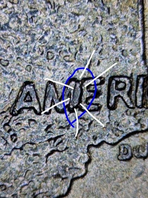 2002-P 25c Indiana ERROR State Quarter Strong DIE CHIP Error Coin "AM'i'ERICA" - Image 1 of 4