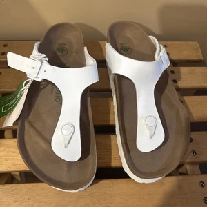 Birkenstock Papillio Gizeh White Vegan Sandal T-Women' Size 38 - Picture 1 of 12