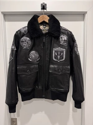 Cockpit USA Mens Bogard by Mike B Stealth Top Gun Leather Bomber Jacket Size L - Image 1 of 4