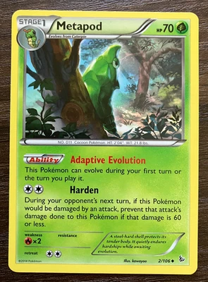 Metapod 2/106 - 2014 Pokemon Flashfire Uncommon Card - CLEAN NM - Image 1 of 2