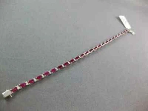 10 Ct Emerald Cut Simulated Red Ruby Tennis Women Bracelet 14K White Gold Plated - Picture 1 of 10