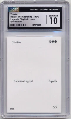 Graded Torsten (Von Ursus) CGC 10 GEM MINT Legends Playtest Card 1994 MTG Magic! - Image 1 of 2