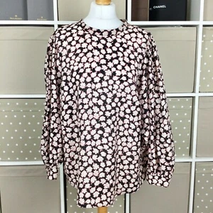 Mint Velvet Linen Top Size 16 Black White Red Floral Tie Neck A Line Blouse - Picture 1 of 14
