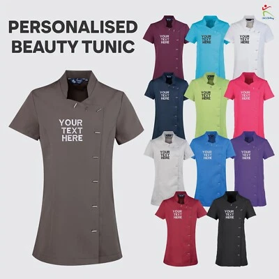 U&S CLOTHING Personalised Beauty Salon Tunic Spa Massage Therapist Nail Hair Embroidered Top
