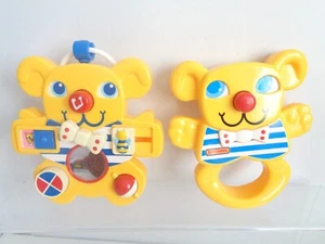 Coppia di giocattoli vintage fiammiferi per bambini sonaglio e lettino giocattolo attività con cigolii - Foto 1 di 12