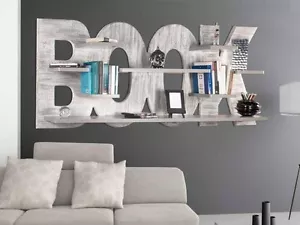 LIBRERIA SHABBY BOOK DECORATA A MANO MENSOLE LACCATE LUCIDA 185x80x25 PINYDECOR - Foto 1 di 1