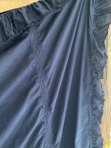 Antique French INDIGO dyed DUVET COVER LACE ENTRE DEUX cotton RUFFLES c1900 - Picture 1 of 12