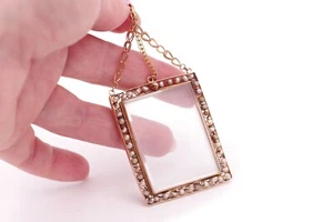 Pendentif porte-photo rectangulaire Empire en or 18k, bijou Empire, Porte-photo - Picture 1 of 6