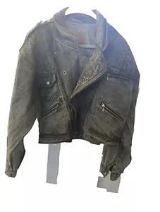 Vintage 1980's Corfu Black Denim Jacket, Acid Wash High Cut - Picture 1 of 10