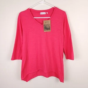 Habitat Top Womens Small Rouge Pink Cotton V-Neck 3/4 Sleeve Shirt 27413 NWT - Picture 1 of 10