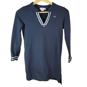 Vineyard Vines Girls V Neck Tunic Top Blue SZ 14 Band Collar Stripe Long Sleeve - Picture 1 of 4