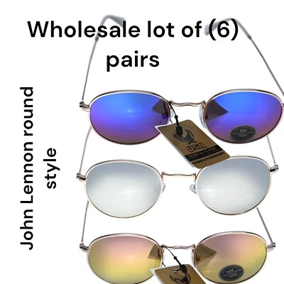 Lote por atacado (6) pares de óculos de sol estilo John Lennon sortidos seis pares ��1073 - Imagem 1 de 4