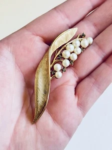 Crown Trifari Alfred Philippe Lily of the Valley Pin Brooch Pat. 172560 Pearl - Picture 1 of 6