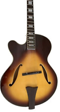 New Left Handed Jazz Electric Guitar F Holes Semi Hollow Body Sunburst 211106