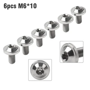 6 Stück Titan Schraube M6 x 10mm Torx Innensechskant konischer Kopf Silber - Picture 1 of 12
