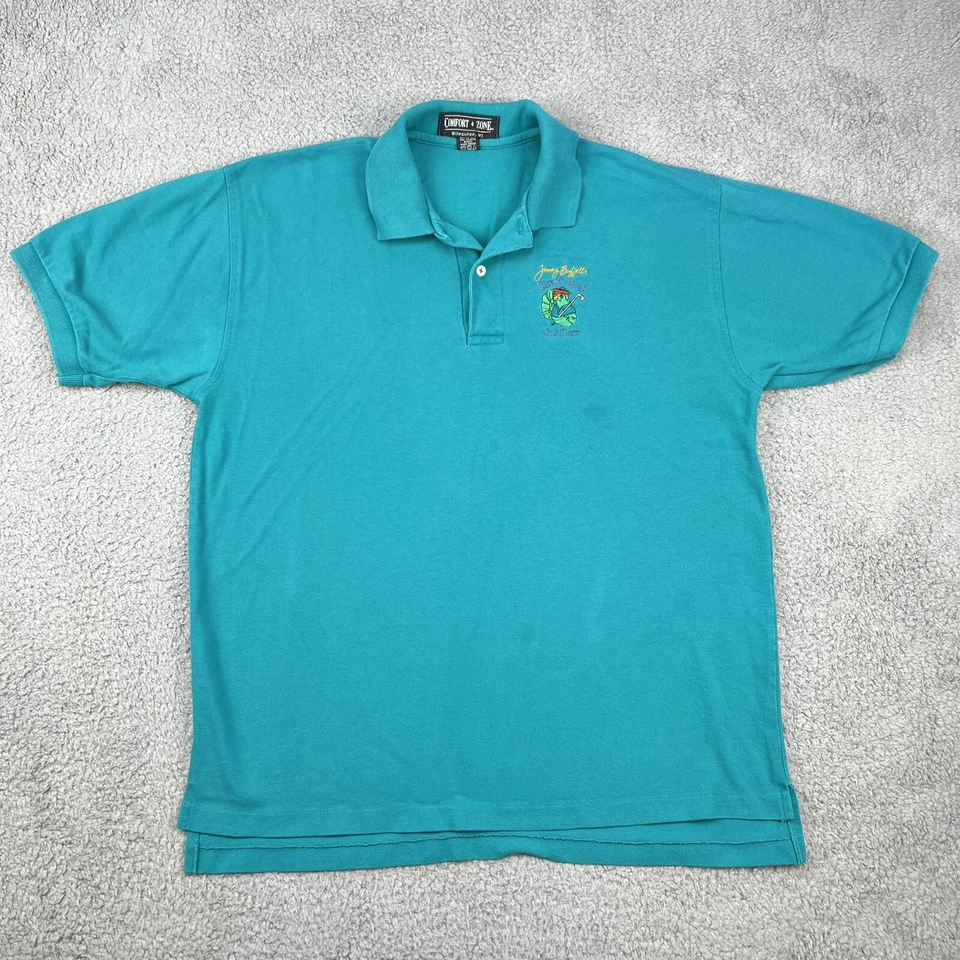 Camisa de golf vintage Jimmy Buffet’s Parrot Head para hombre grande turquesa bordada EE. UU. Foto 1 de 4