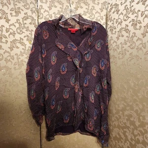 SHAMASK Purple Multi-Color Polka Dot Paisley Top Size 1 - Picture 1 of 5