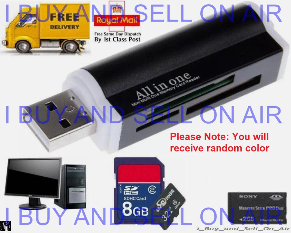 USB Memory Card Reader Adapter All In One for Micro SD MMC SDHC TF M2 MS Duo - Image 1 of 2