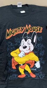 MIGHTY MOUSE ADULT T-SHIRT SIZE XL BLACK CLASSIC HERO LICENSED SUPER COOL!! - Picture 1 of 3
