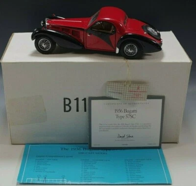 FRANKLIN MINT1936 BUGATTI TYPE 57SC RED CAR 1:24 SCALE DIE CAST MIB #4 - Image 1 of 4