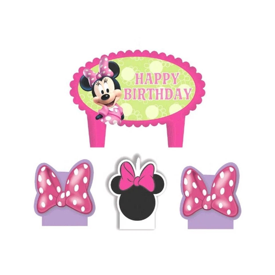 Suministros para fiestas de cumpleaños Minnie Mouse ~ Juego de velas moldeadas para pasteles - 4 piezas Foto 1 de 1