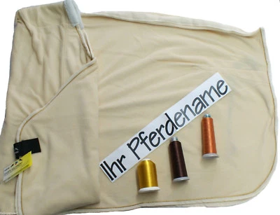 Fleece- Abschwitzdecke, mit Pferdenamen bestickt, natur/gold, HKM - Bild 1 von 4